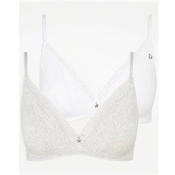 Non Wired Lace Trim First Bra 2 Pack