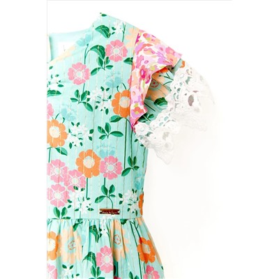 Nicole Miller Green Mixed Floral Dress