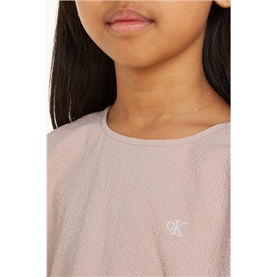 Calvin Klein Pink Seersucker Woven Top