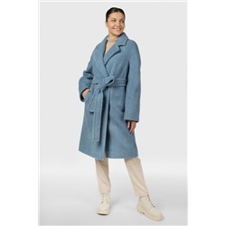 02-3117 Пальто женское утепленное (пояс) вареная шерсть голубой