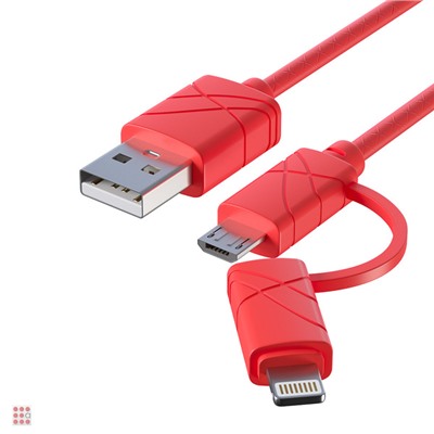 Кабель для зарядки 2 в 1, iP/Micro USB, 1 м, 2А, 5 цветов