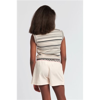 Juicy Couture Girls Cream/Black Turtle Neck Stripe Vest