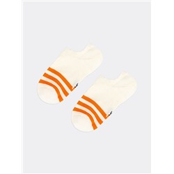 Носки детские короткие бежевые с рисунком оранжевых полосок