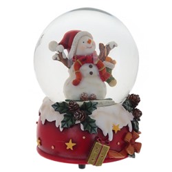 Фигурка декоративная в стекл. шаре "Снеговик" с музыкой, D 10 см, L10 W10 H14,5 см