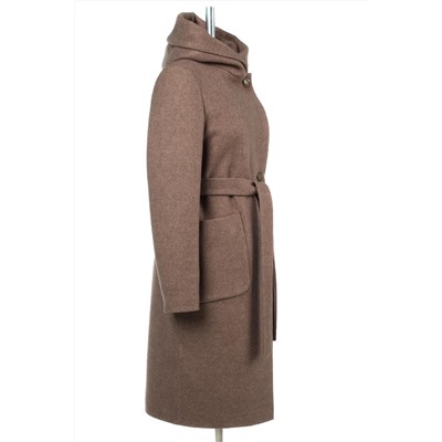 01-10918 Пальто женское демисезонное (пояс) валяная шерсть кофе