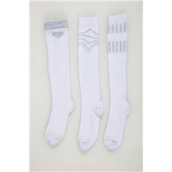 Cozzy Socks, комплект из 3 предметов, носки для девочек ниже колена белого цвета