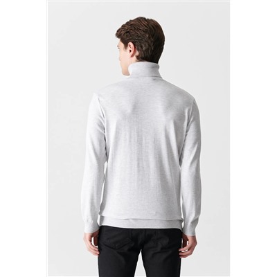 Мужской светло-серый жаккардовый свитер с высоким воротником A12y5215