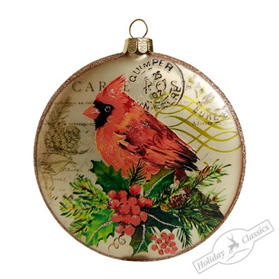 Медальон "Красный кардинал" (стекло) 10х2х10 см