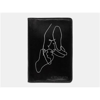 Черный кожаный кожаный аксессуар с росписью из натуральной кожи «PR006 Black Две руки»