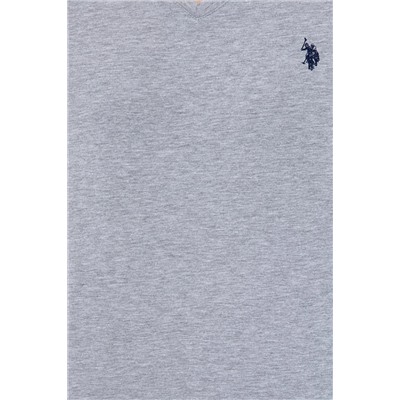Мужская серая меланжевая базовая футболка с v-образным вырезом Неожиданная скидка в корзине