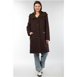 02-3040 Пальто женское утепленное Пальтовая ткань темный шоколад