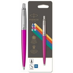 Ручка шариковая PARKER "Jotter Color" розовый M синие чернила блистер 2075996 (1135702)