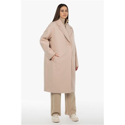 01-10899 Пальто женское демисезонное валяная шерсть бежевый