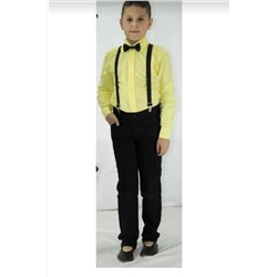Брюки для мальчика на 23 апреля, рубашка, подтяжка, галстук-бабочка yklkarkf
