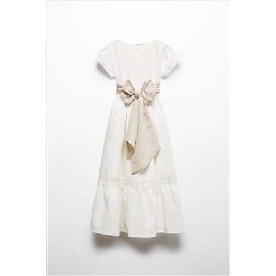 Mango Bow Linen-Blend Dress