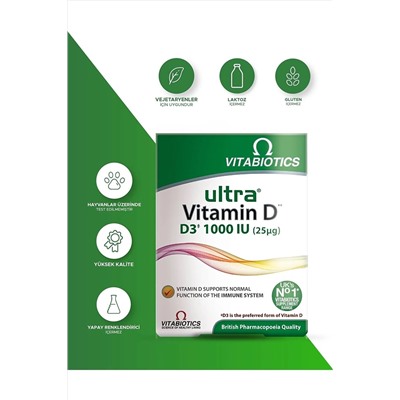 Vitabiotics Ultra Vitamin D D3 1000ıu 96 Kapsül