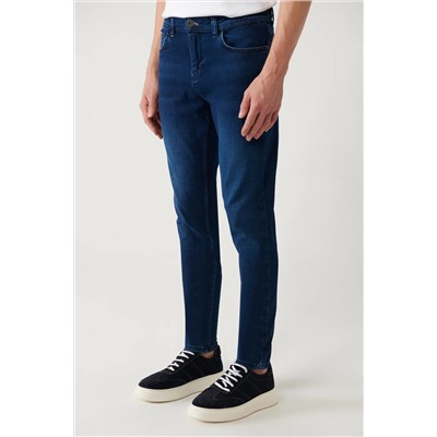 Мужские темно-синие брюки Rio Jean, винтажные потертые гибкие зауженные брюки A32y3509