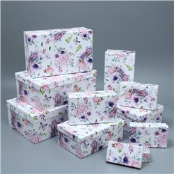 Набор коробок 10 в 1, упаковка подарочная, «Цветы», 12 х 7 х 4 - 32.5 х 20 х 12.5 см
