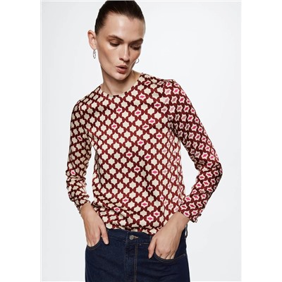 Blusa satinada estampada -  Mujer | MANGO OUTLET España