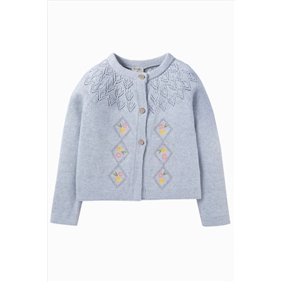 Frugi Grey Primrose Pointelle Cardigan