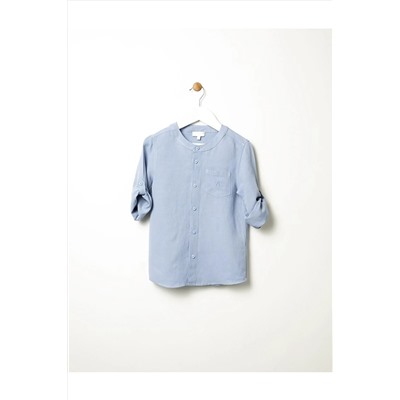 Синяя льняная рубашка для мальчика PNLNGM05