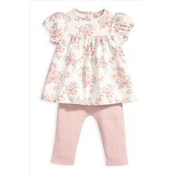 Mamas & Papas Pink 2 Piece Floral Top & Legging Set