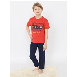 CSKB 50164-28 Пижама для мальчика (футболка, брюки),терракотовый