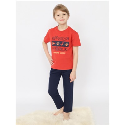 CSKB 50164-28 Пижама для мальчика (футболка, брюки),терракотовый