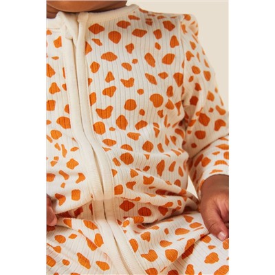 MORI Organic Cotton & Bamboo Giraffe Spot Zip Up Cream Sleepsuit