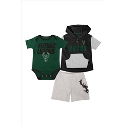 Fanatics Green NBA Milwaukee Bucks Bank Shot Creeper Short & T-Shirt Set