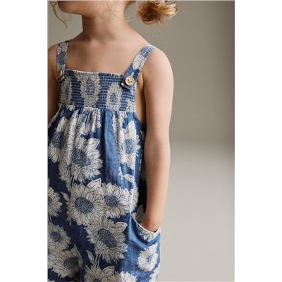 Denim Sunflower Printed Playsuit (3mths-7yrs)