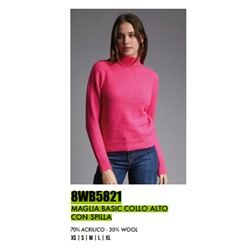 8WB5821 MAGLIA BASIC COLLO ALTO CON SPILLA