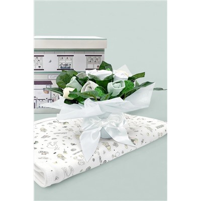 Babyblooms Grey Welcome Posy With Snuggle Wrap Gift Set