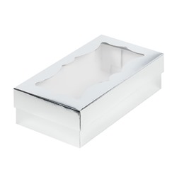 Коробка для кондитерских изделий СЕРЕБРО с фигурным окном 210х100х55