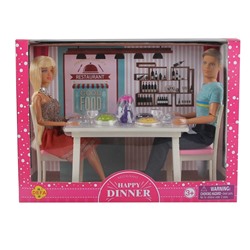 Набор кукол DEFA Lucy "Ужин в кафе" (2 шт., 29 см, стол, аксесс., красный)