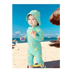 Унисекс для малышей - детский купальник для всего тела, защита от солнца, чувствительная кожа, купальник с банановым узором, шляпа Lolli520777