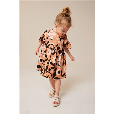 Brown Short Sleeeve Wrap Dress (3mths-7yrs)