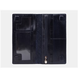 Кожаное портмоне с росписью из натуральной кожи «PR007 Blue Чешир на ветке»
