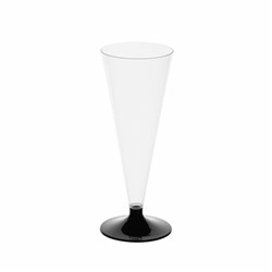 Бокал одноразовый 150 мл для шампанского "Конус" пластиковый, черная низкая ножка, ВЗЛП, 1010П/Ч