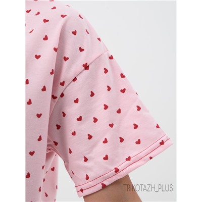 Пижама женская Лиззи-розовая (сердечки)