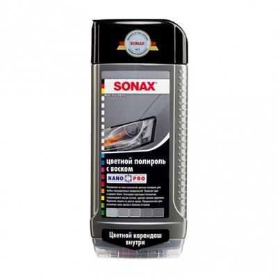 Цветной полироль с воском (серебристый/серый) Sonax Nano Pro 500 мл (флакон)