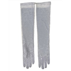 Гипюровые длинные женские перчатки, цвет белый