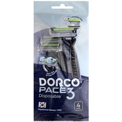 DORCO PACE3 однораз.станок 4шт. плав.голв, с 3лезвиями увл.полоса NEW (Ю.Корея)