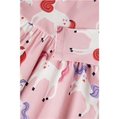 Polarn O Pyret Pink Organic Unicorn Print Dress