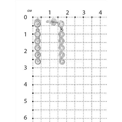 Серьги-пусеты из серебра с фианитами родированные 925 пробы С-3447-Р