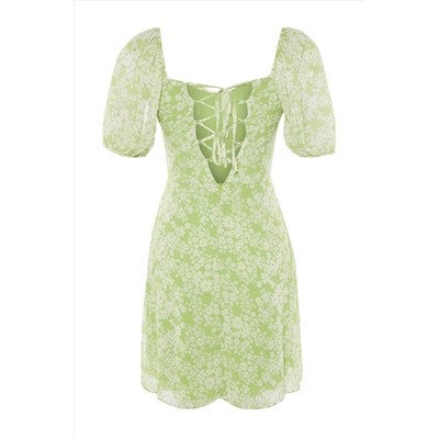 Зеленое платье с объемными рукавами TWOSS23EL00512