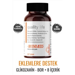 30 табл Quality Life Runmed Glukozamin MSM Kondroitin Tip 2 Kollojen Bor ve Vitamin D Tablet Runmedt