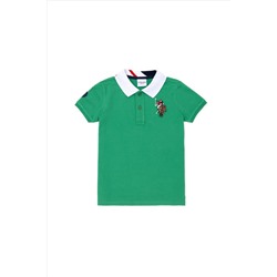 Зеленая базовая футболка с воротником-поло для мальчиков Неожиданная скидка в корзине