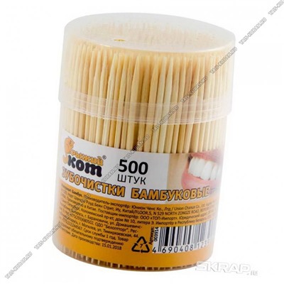 Зубочистки бамбук в банке 6,5см х2мм, 500шт