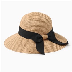 Шляпа женская MINAKU "Summer joy", размер 56-58, цвет коричневый